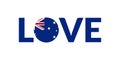 Love Australia design with Australian flag. Patriotic logo, sticker or badge. Typography design for T-shirt graphic. Vector